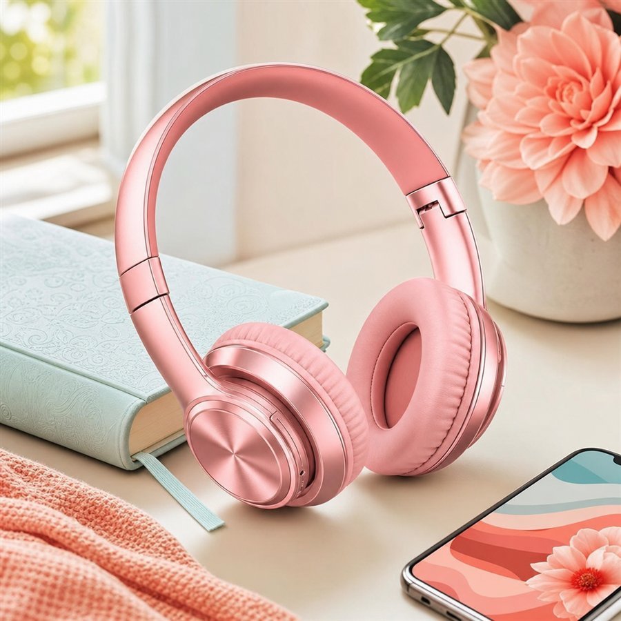 Original Rosebubbles Finds product scene for Beats Solo 4 Headphones, Metallic Pink
