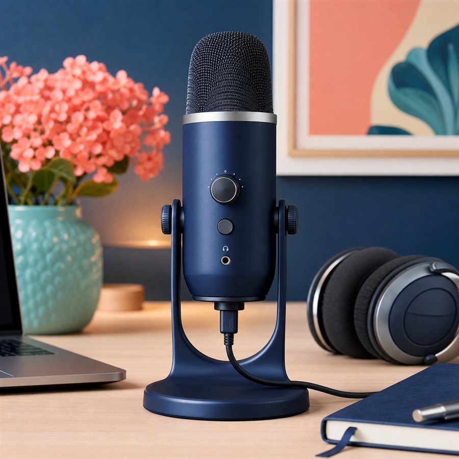 Original Rosebubbles Finds product scene for Logitech Blue Yeti USB Microphone